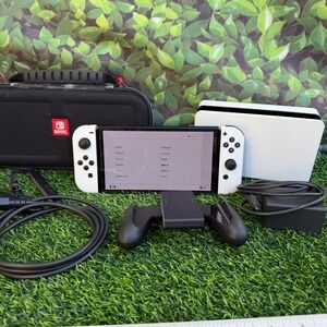 Nintendo Switch OLED Model 64GB Video Game Console White Bundle with Dock Case
